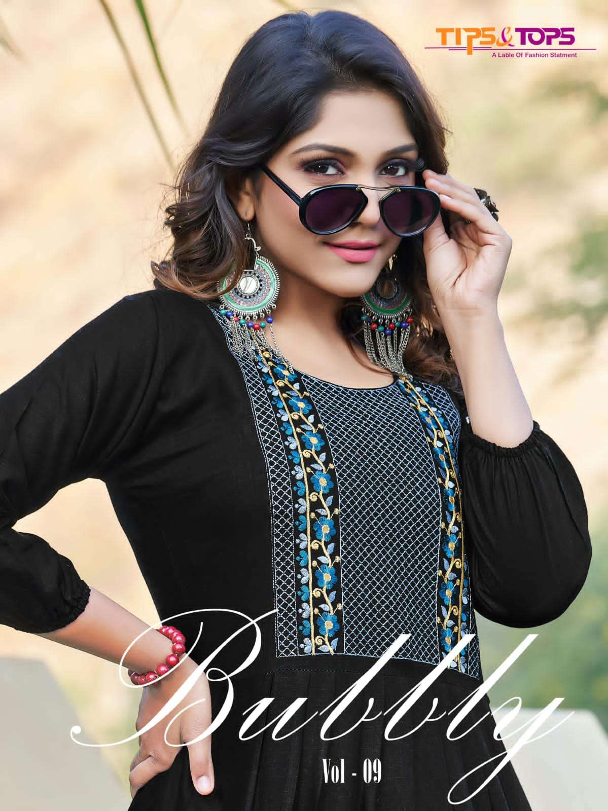 BUBBLY VOL 09 BY TIPS & TOPS BRAND PRESENTS HEAVY RAYON SLUB WITH HEAVY EMBROIDERY WORK WESTERN SHORT TOP WITH 34TH SLEEVES-POSTER